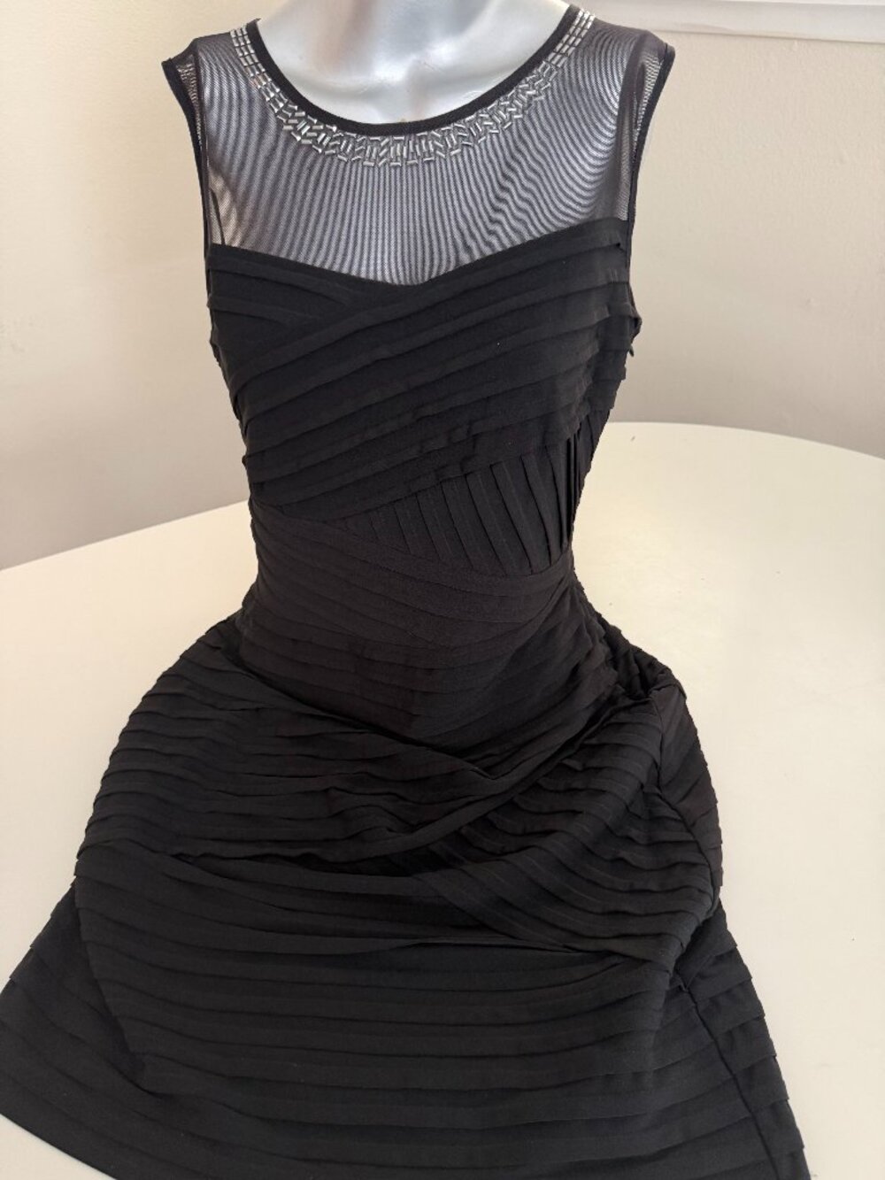 Size 8 Calvin Klein Black Embellished Sheath Dress